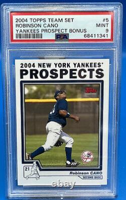 Very RARE 2004 Topps Team Set Robinson Cano Rookie RC #5 PSA 9 POP 1 NY Yankees
