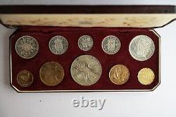 Very Rare 1953 UK Elizabeth II Crown to Farthing 10 Coin Boxed Proof Set