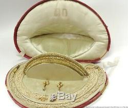 Very Rare Antique Natural Pearl Parure 18k Gold French Hallmark wOrig Fitted Box