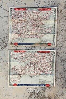 Very Rare Antique Set of 8 British Triumph Motorcycle Maps, Circa 1930