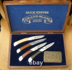 Very Rare Buck Pre Date Code 501 Grand Slam Set Never Used In Wood Display Box