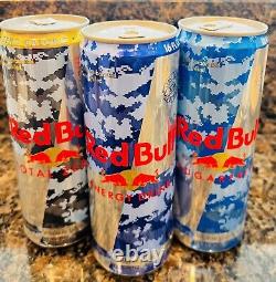 Very Rare Collectible Set (3) Red Bull 16oz Limited Edition Military Camo Cans