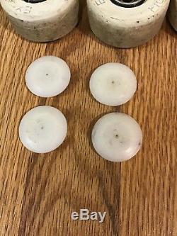 Very Rare EXCALIBUR FIGURE Roller Skate Wheels with Caps White Set of 8 Vintage