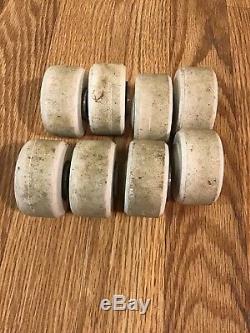 Very Rare EXCALIBUR FIGURE Roller Skate Wheels with Caps White Set of 8 Vintage