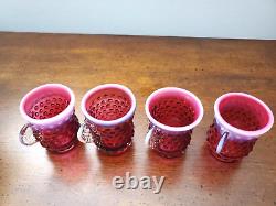 Very Rare Fenton Lechler Cranberry Opalescent Hobnail Heirloom Of Tomorrow Set