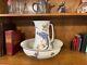 Very Rare Ironstone Pitcher & Basin Wash Set With Blue Pheasants And Gold Rims