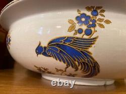 Very Rare Ironstone Pitcher & Basin Wash Set with Blue Pheasants and gold rims