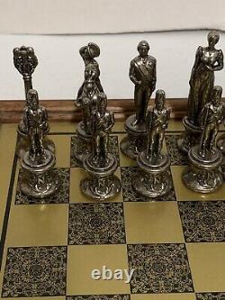 Very Rare Italfama Napoleon Bonaparte Inspired Metal Chess Set Made In Italy