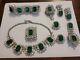 Very Rare Juliana D & E Flawed Green Necklace, Bracelet Pins And Earrings Set