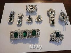 Very Rare Juliana D & E Flawed Green necklace, bracelet pins and earrings Set