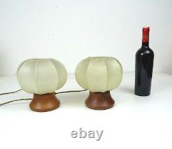 Very Rare Original 60s Cocoon MID Century Danish Modern Pair Set 2 Table Lamps