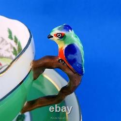 Very Rare Parrot Handle Scenic Handpainted Royal Grafton Tea Cup and Saucer Set