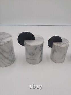 Very Rare Set 4 Vintage Italian Art Deco Style Heavy Marble Canisters with Lids