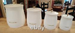Very Rare Set CAL-DAK Vintage Plastic Canister Set Ivory with Gold Accents