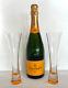 Very Rare Set Of 2 Veuve Clicquot Orange Trendy Champagne Crystal Flute Glass