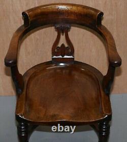 Very Rare Set Of Six Eton College Victorian Walnut Captains Chairs Carved Ec