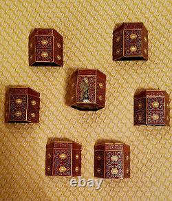 Very Rare Set Vintage 7 Chinese Cloisonne Enamel Trinket Snuff Pill Boxes