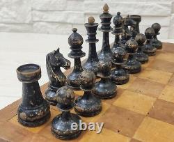 Very Rare Soviet Chess Set Vintage Wooden USSR Antique Chess Artel Gift Idea