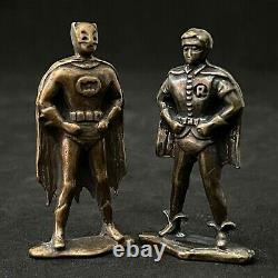 Very Rare Unique 60's Set Metallic Figures Of Batman And Robin Made In Argentina