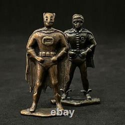 Very Rare Unique 60's Set Metallic Figures Of Batman And Robin Made In Argentina