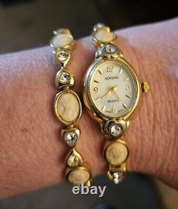 Very Rare Vintage Adolfo Quartz Cameo Watch And Bracelet Set