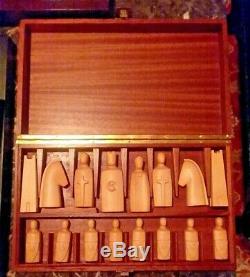 Very Rare Vintage Anri Elsinor Modernist Wood Chess Set
