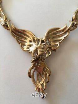 Very Rare Vintage Signed Trifari Bird Of Paradise Necklace Mint Condition