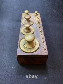 Very rare and unusual antique set of French brass weights, full set and accurate