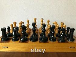 Very rare weighted antique wooden chess set by Botvinnik