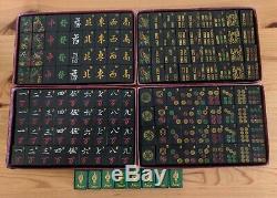 Vintage Ashton & Rietz Mah Jong Set 152 Tiles, 4 Wood Racks, Very Rare 1920s