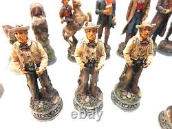 Vintage Cowboys and Indians Hand Painted chess Set VERY RARE