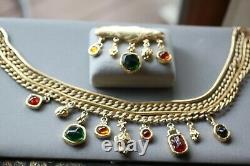 Vintage Givenchy Necklace And Brooch Set Heavy 4 Strands Very Rare Find