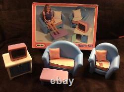 Vintage Little Tikes Dollhouse Family Room Set VERY RARE COMPLETE With BOX WOW