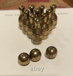 Vintage Miniature Solid Brass Bowling Set B. S. & Co Perfect Condition Very Rare