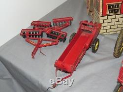 Vintage Tru Scale M Tractor BARN SET With Box VERY RARE Set Plow Spreader Disc