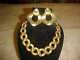 Vintage Valentino Couture Gold Tone Large Necklace & Earring Set Very Rare #2