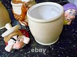 Vintage Very Rare Disney's Set of 3 Seven Dwarfs Canister Set, Cookie Jar