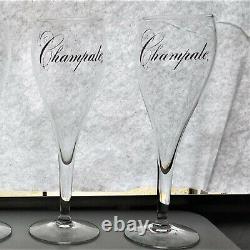 Vintage Very Rare Set of 4 Champale Fluted Glasses with Gold Lettering