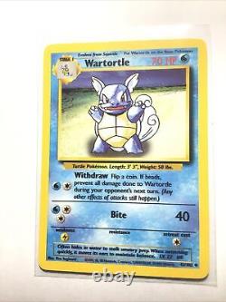WARTORTLE 42/102 Base Set BLURRY TEXT PRINT ERROR Pokemon Card NM