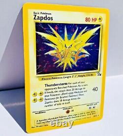 Zapdos CORRECTED VERSION Holo Rare 15/62 Fossil Set Pokemon Card Very Good++