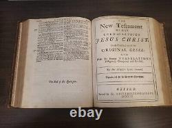 1703 BIBLE SAINTE Oxford ENSEMBLE COMPLET fortement illustré TRÈS RARE Roi James