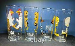 1973 Pepsi Looney Tunes 16oz Federal Glass Company Very Rare 4 Ensemble De Verre