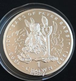 1993 Monnaie Pobjoy Gibraltar 100 Ans De Peter Rabbit 6 Pièces Crown Set Très Rares