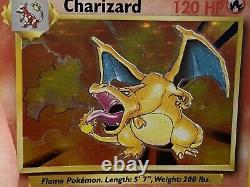 1995 Pokemon Base Set Charizard 4/102 Holo Très Rare Légèrement Endommagé Psa 6/7