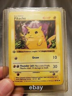 1999 1ère Édition Pokemon Card Shadowless Pikachu 58/102 Très Rare