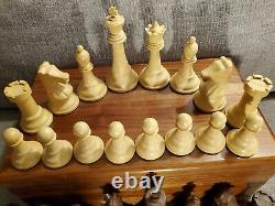 38b Vintage Drueke Jeu D’échecs Très Rare 5 King + Walnut Box Excellent