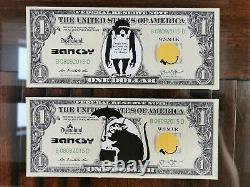 Banksy Art Ensemble De 10 Dollars Tres Rare Toile Originale De Dismaland Cao