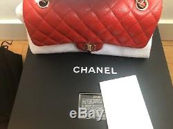 Chanel Très Rare 19b Rouge Caviar Petit Sac À Rabat Classique Nouveau Jeu Complet De Marque