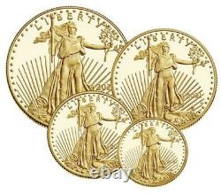 Confirmé 2021 Proof Gold Eagle 22k 4 Coin Set Very Rare
