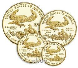 Confirmé 2021 Proof Gold Eagle 22k 4 Coin Set Very Rare